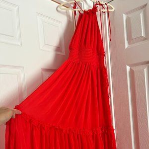 Banana Republic Red Halter Maxi Dress